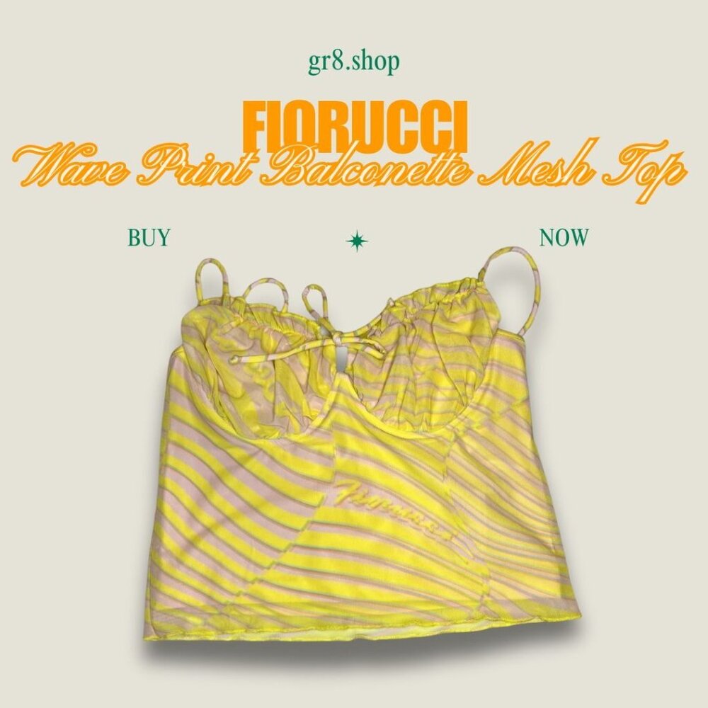 Fiorucci Yellow & Pink Wave Print Balconette Mesh Top S